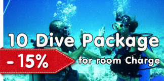 If two people get a 10 dive package each, get 15% off room charge (based on 2 people sharing and not available during Christmas and New Year) This offer is only available in Hikkaduwa.